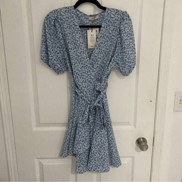 RIHOAS Dresses & Skirts - RIHOAS Blue Floral‎ Wrap Dress | Cottagecore Spring Wedding Guest | NWT